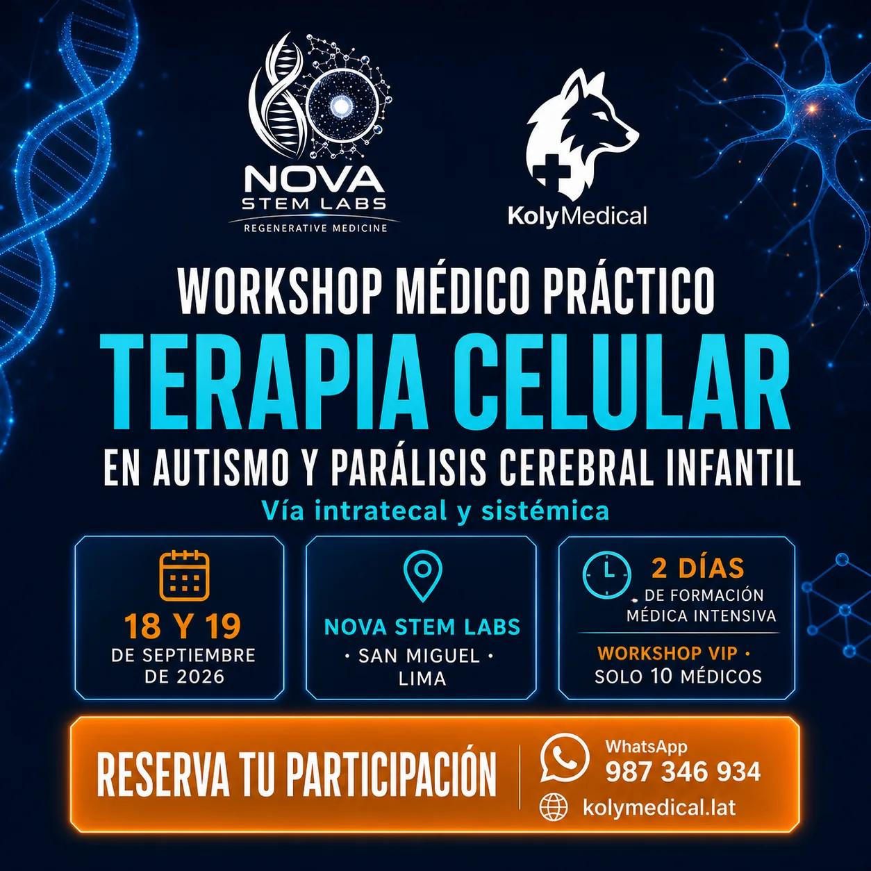 Workshop Médico Práctico de Terapia Celular en Autismo y Parálisis Cerebral Infantil